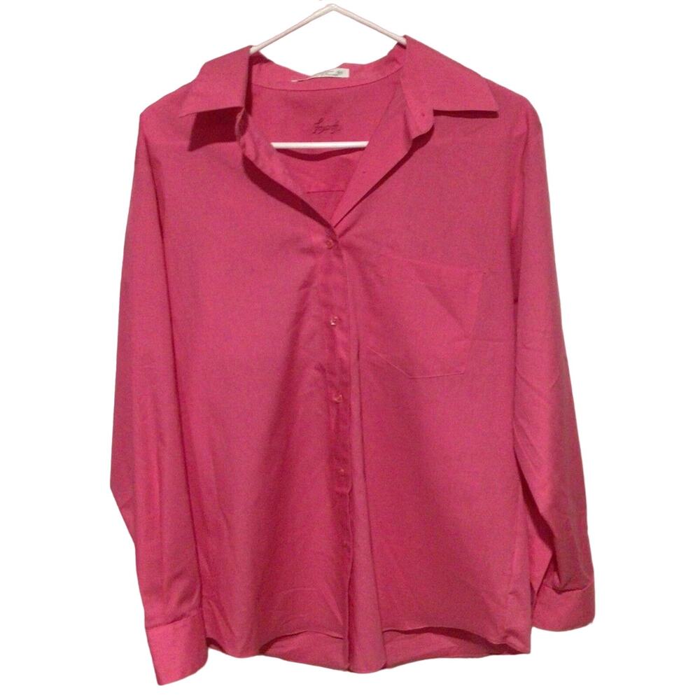 Foxcroft Pink Wrinkle Free Button Up Blouse Womens Long Sleeve Shirt Size 10